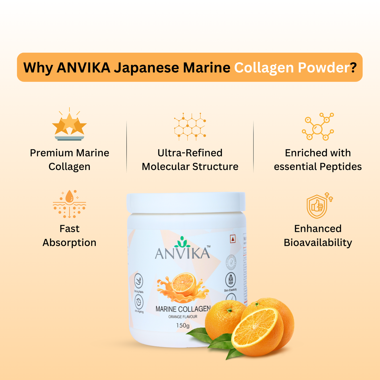 Anvika Marine Collagen Powder | Anti-Aging, Skin & Joint Support | 150g