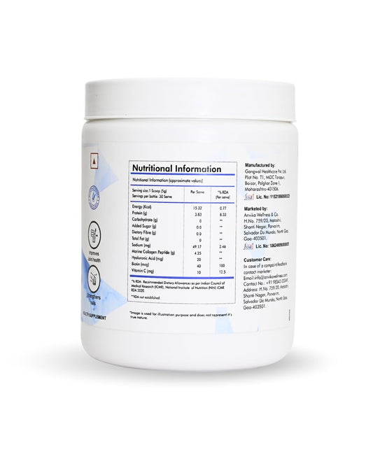 ANVIKA Marine Collagen Powder – Blueberry Flavor, Supports Skin, Hair, Nails & Joints – 150 g