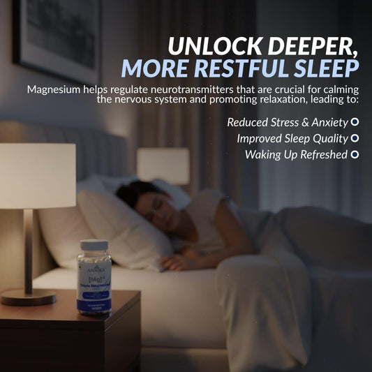 ANVIKA Triple Magnesium Capsules – Bone, Muscle & Sleep Support – 60 Vegetarian Capsules