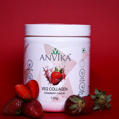 Anvika Veg Collagen | Strawberry Flavour | Skin & Hair Support | 150g
