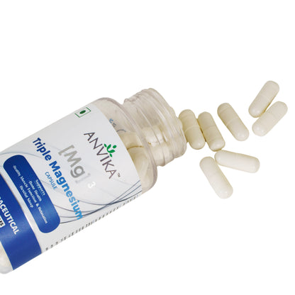 ANVIKA Triple Magnesium Capsules – Bone, Muscle & Sleep Support – 60 Vegetarian Capsules