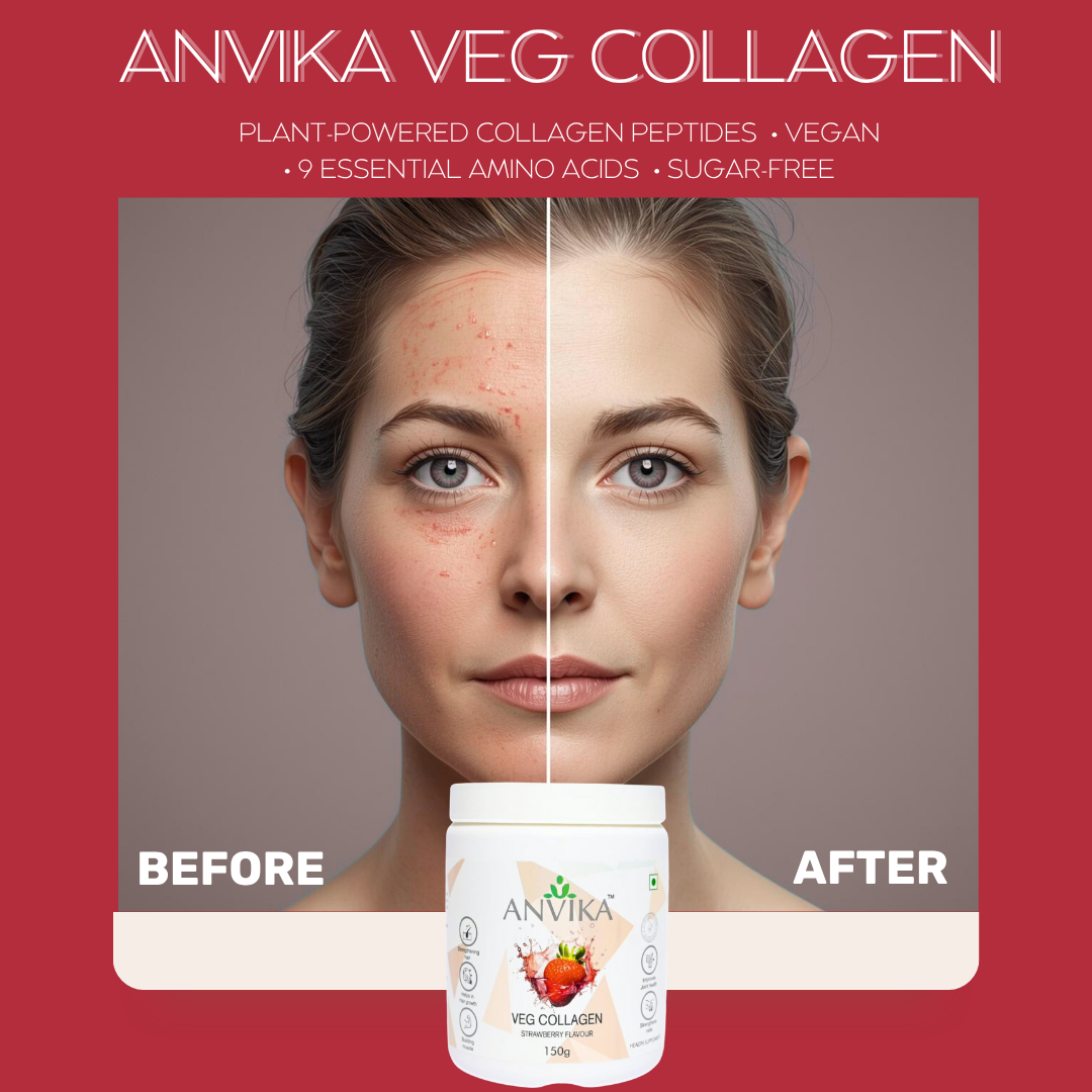Anvika Veg Collagen | Strawberry Flavour | Skin & Hair Support | 150g