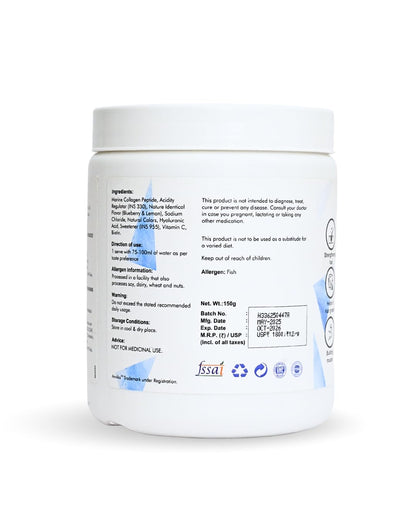 ANVIKA Marine Collagen Powder – Blueberry Flavor, Supports Skin, Hair, Nails & Joints – 150 g