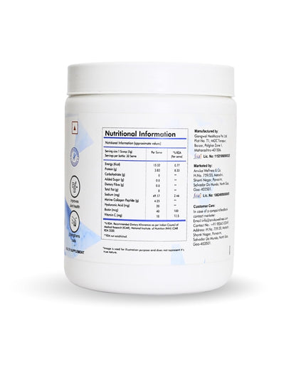 ANVIKA Marine Collagen Powder – Blueberry Flavor, Supports Skin, Hair, Nails & Joints – 150 g