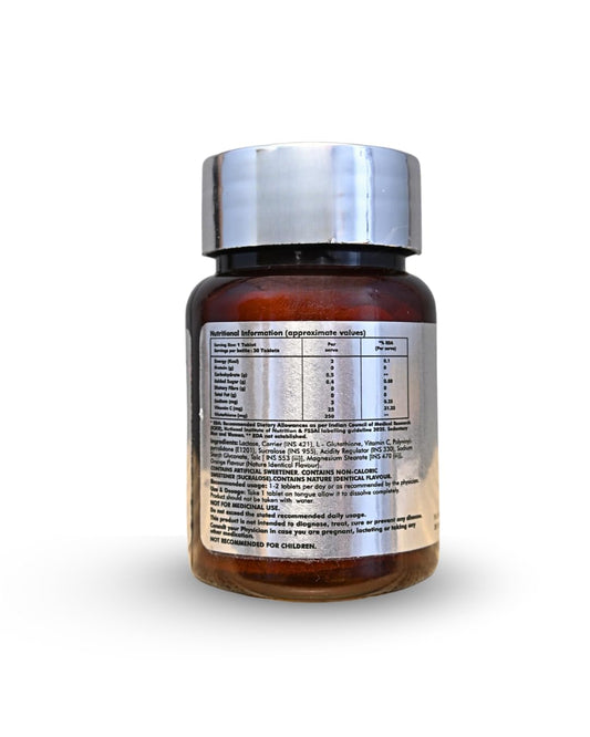 ANVIKA Glutaglow-MDT Glutathione Tablets – Skin Brightening, Antioxidant, Orange Flavor (30 Tablets)