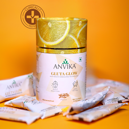 Anvika Gluta Glow Glutathione Mouth Dissolving 15 Sachets | Vitamin C for Skin Brightening & Antioxidant Support