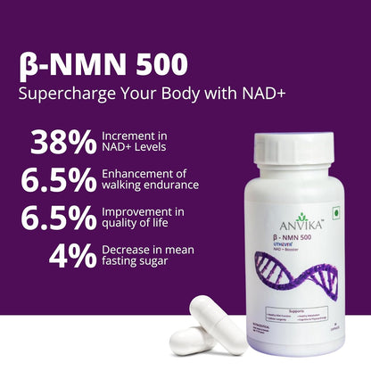 Anvika β-NMN 500mg Veg 30 Capsules | Energy, NAD+ & Longevity Support