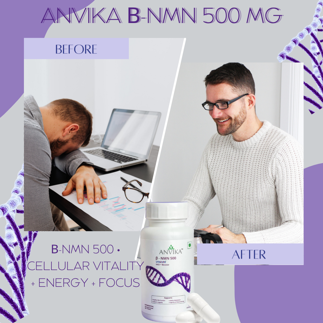 Anvika β-NMN 500mg Veg 30 Capsules | Energy, NAD+ & Longevity Support