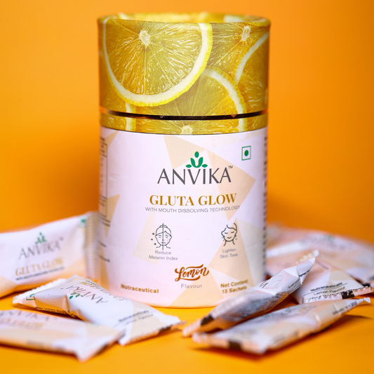 Anvika Gluta Glow Glutathione Mouth Dissolving 15 Sachets | Vitamin C for Skin Brightening & Antioxidant Support