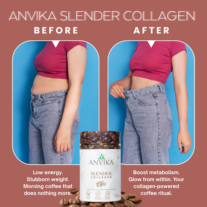 Anvika Slender Collagen Coffee 240g – Marine Collagen, Garcinia & L-Carnitine | 15 Sachets