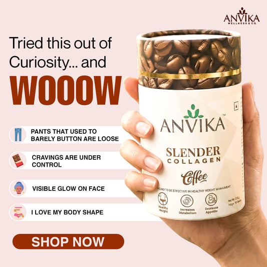 Anvika Slender Collagen Coffee 240g – Marine Collagen, Garcinia & L-Carnitine | 15 Sachets