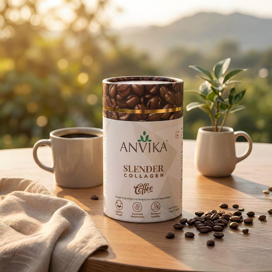 Anvika Slender Collagen Coffee 240g – Marine Collagen, Garcinia & L-Carnitine | 15 Sachets